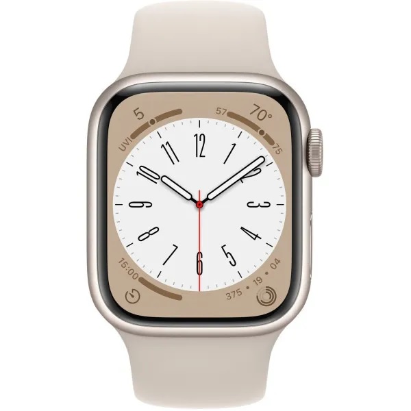  Apple Watch Series 8 GPS + Cellular 41mm Starlight Aluminum Case with Starlight Sport Band S/M (MNUX3)