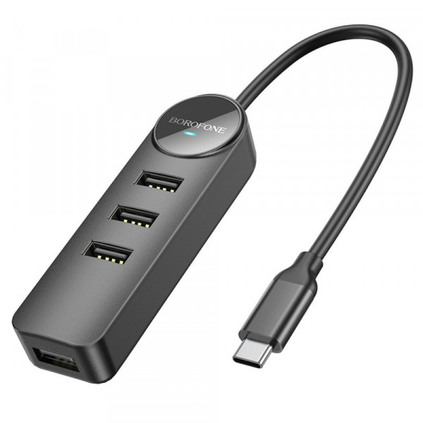  Type-C HUB Borofone DH5 Erudite 4-in-1 Type-C to USB20*4 02m Black