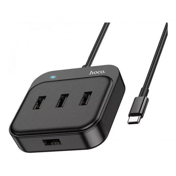  Type-C HUB Hoco HB31 4 in 1 Type-C to 4x USB30 02m Black