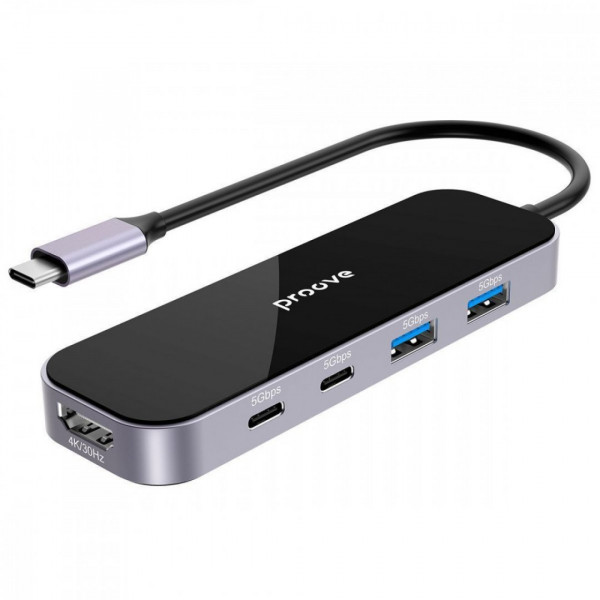  Type-C хаб Proove Shadow (2*USB30 + Type-C + PD100W + HDMI) Dark Gray (HBSW10221205)