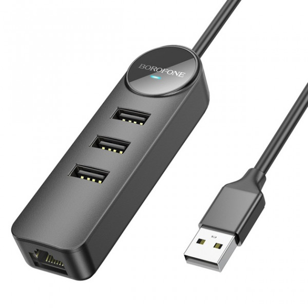  USB HUB Borofone DH6 USB-3USB+RJ45 12m