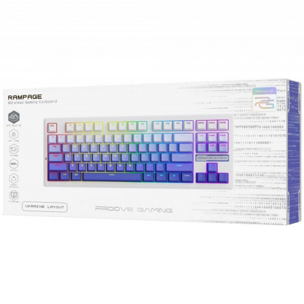  Бездротова клавіатура Proove Gaming Rampage (Ukraine Layout) Gradient Purple/White (WKRM00022419)