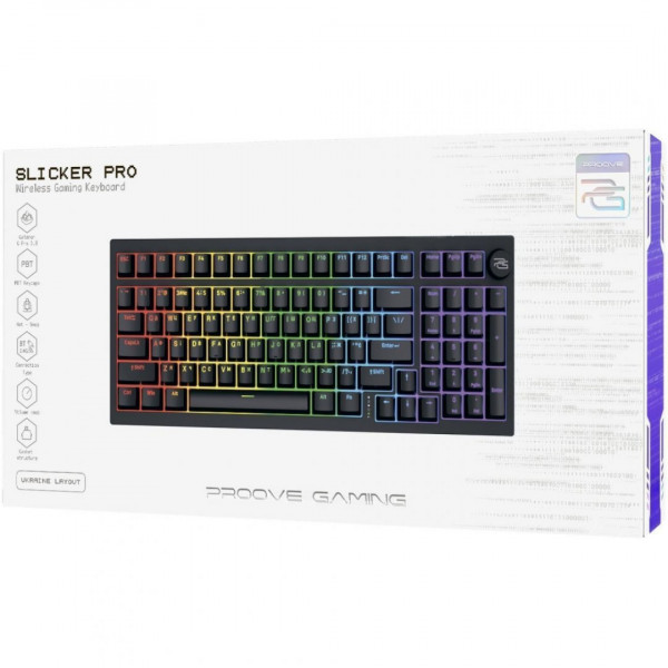  Бездротова клавіатура Proove Gaming Slicker Pro (Ukraine Layout) White/Purple (WKSLP0022417)