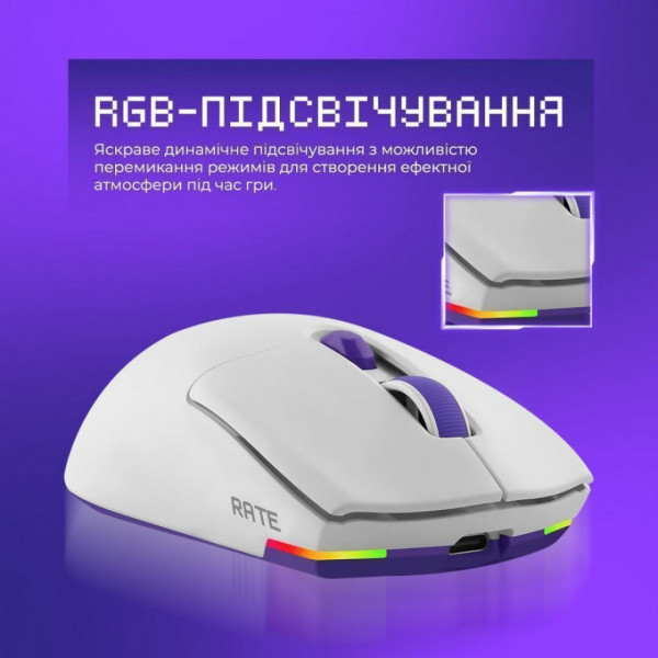  Бездротова ігрова миша Proove Gaming Rate Special Edition White/Purple (CMRTWRS03002)