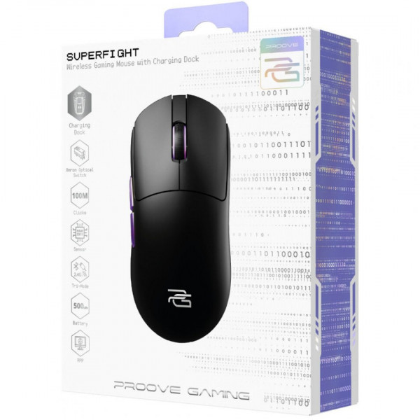  Бездротова ігрова миша Proove Gaming Superfight Wireless with charging dock Black/Purple (WMSW00122001)