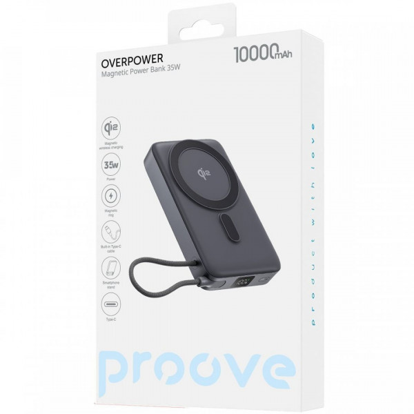  Зовнішній акумулятор Proove OverPower 35W 10000mAh Qi2 Gray (PBOP35012105)