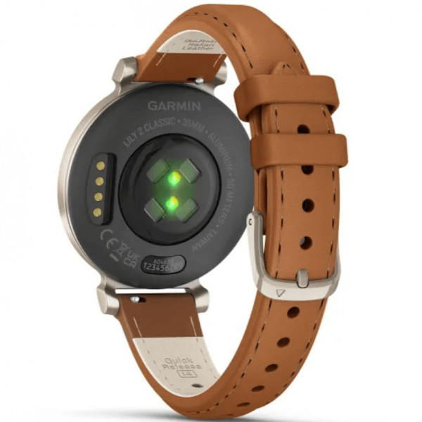  Смарт-годинник Garmin Lily 2 Classic Cream Gold with Tan Leather Band (010-02839-02/60)