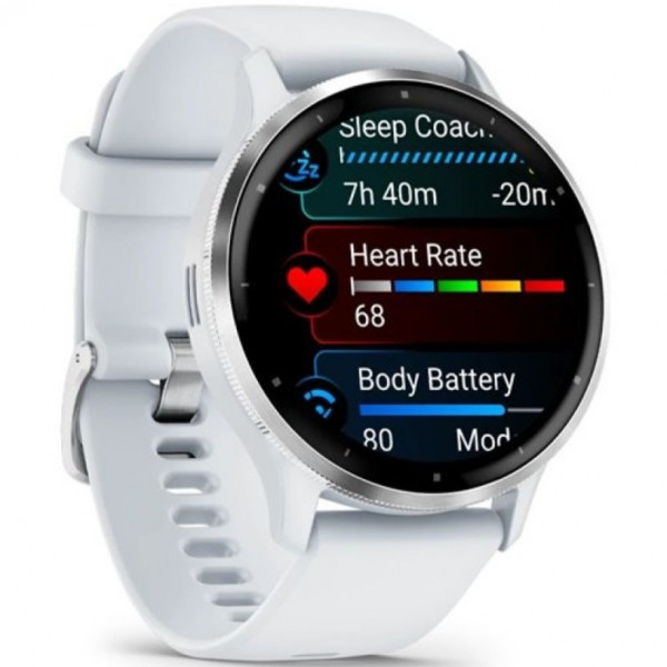  Смарт-часы Garmin Venu 3 Silver Stainless Steel Bezel with Whitestone Case and Silicone Band (010-02784-00/50)