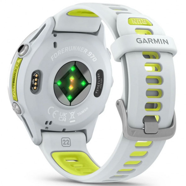  Смарт-часы Garmin Forerunner 970 Titanium Bezel with Whitestone Case and Whitestone/Tidal Amp Yellow Band (010-02969-01/11)