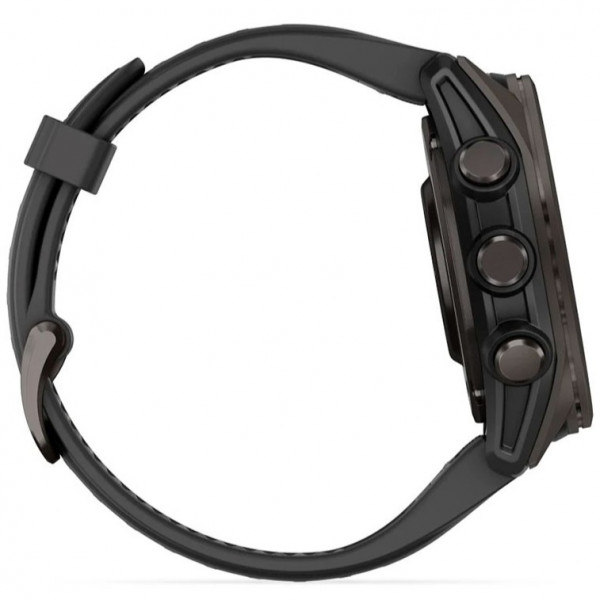  Смарт-часы Garmin Fenix 8 43mm AMOLED Sapphire Carbon Gray DLC Titanium Bezel with Black/Pebble Gray Silicone Band (010-02903-20/21/28)