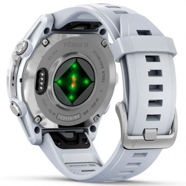  Смарт-часы Garmin Fenix 8 43mm AMOLED Silver Bezel with Whitestone Silicone Band (010-02903-00/06)