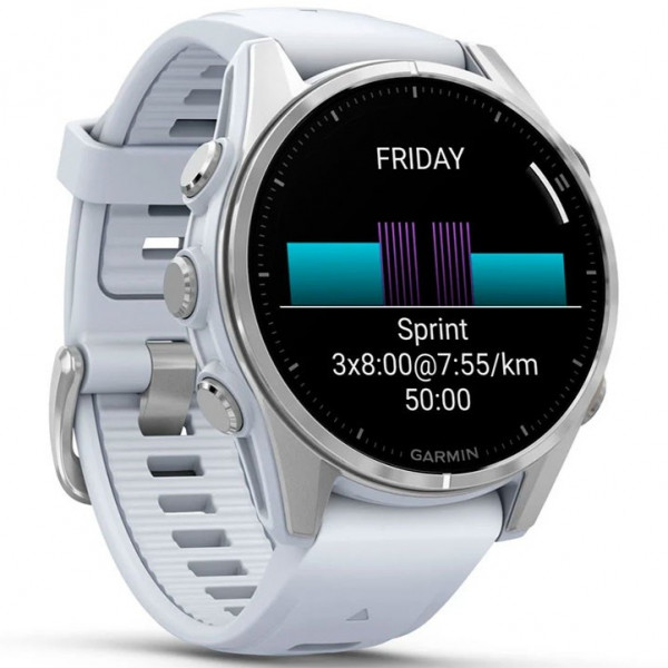  Смарт-часы Garmin Fenix 8 43mm AMOLED Silver Bezel with Whitestone Silicone Band (010-02903-00/06)
