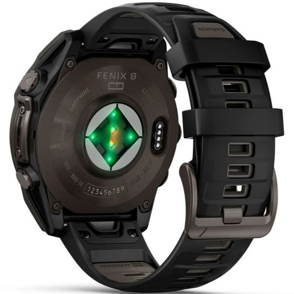  Смарт-часы Garmin Fenix 8 47mm Sapphire Solar Carbon Gray DLC Titanium/Black Silicone Band (010-02906-10/11/70)