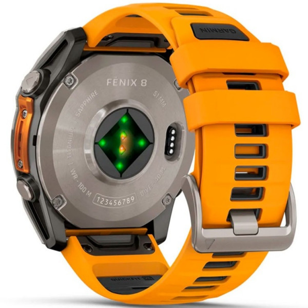  Смарт-часы Garmin Fenix 8 51mm AMOLED Sapphire Titanium Spark Orange/Graphite Silicone Band (010-02905-10/11/53)