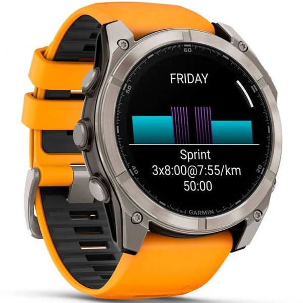  Смарт-часы Garmin Fenix 8 51mm AMOLED Sapphire Titanium Spark Orange/Graphite Silicone Band (010-02905-10/11/53)