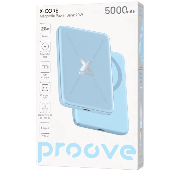  Мобільний Power Bank Proove X-Core 20W 5000mAh Sky Blue (PNXC20010008)