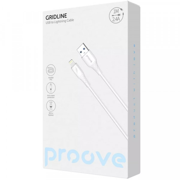  Кабель Proove GridLine Lightning 24A (1m) White (CCGL12001102)