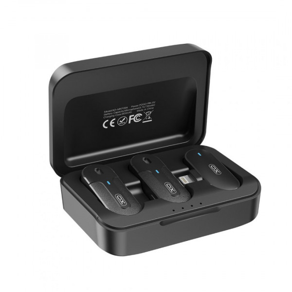  Петличний мікрофон бездротовий XO MKF09B Lightning 1 to 2 із зарядним кейсом