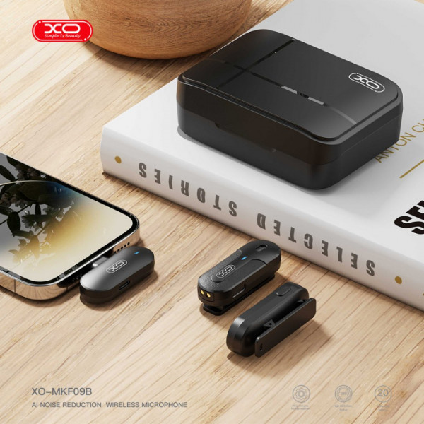  Петличний мікрофон бездротовий XO MKF09B Lightning 1 to 2 із зарядним кейсом