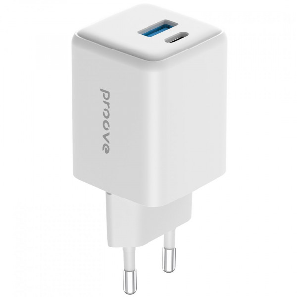  Мережевий зарядний пристрій Proove Pocket GaN Plus 25W Type-C+USB White (WCPG25111202)