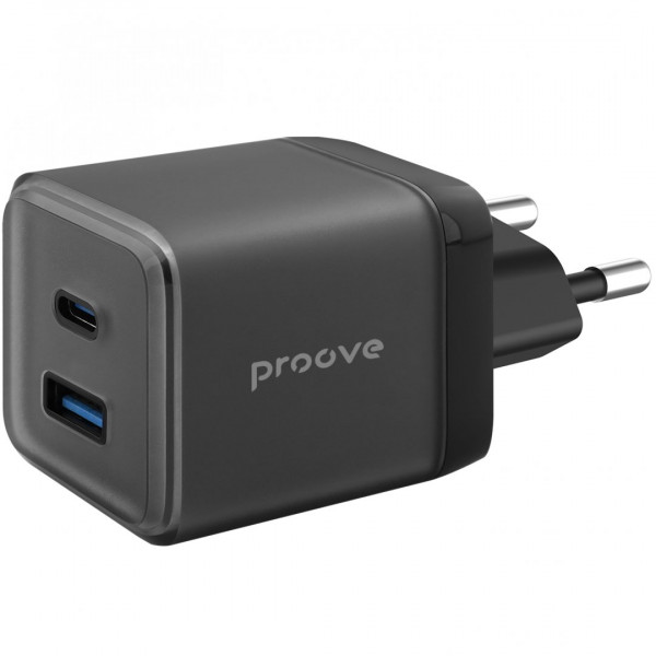  Мережевий зарядний пристрій Proove Pure GaN Plus 30W (Type-C + USB) Black (WCPU30111201)