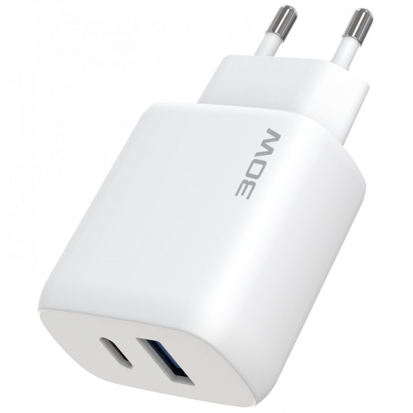  Мережевий зарядний пристрій Proove Silicone Power 2 30W (Type-C + USB) + кабель Type-C to Type-C (1m) White (WCSP23011002)