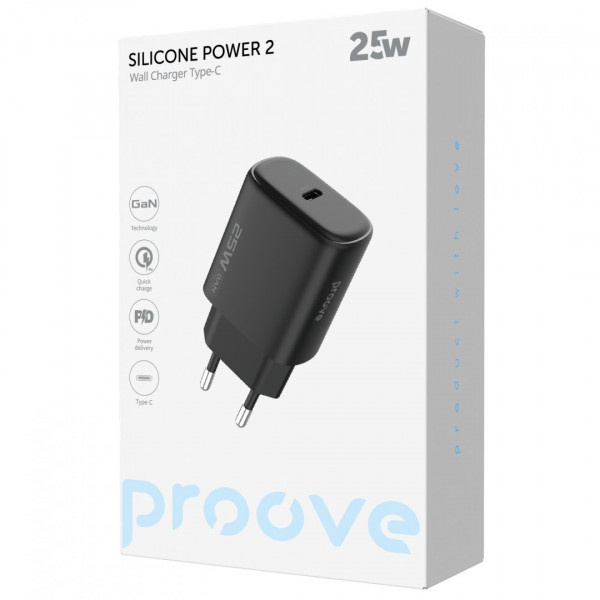  Мережевий зарядний пристрій Proove Silicone Power 2 25W Type-C Black (WCSP25010001)