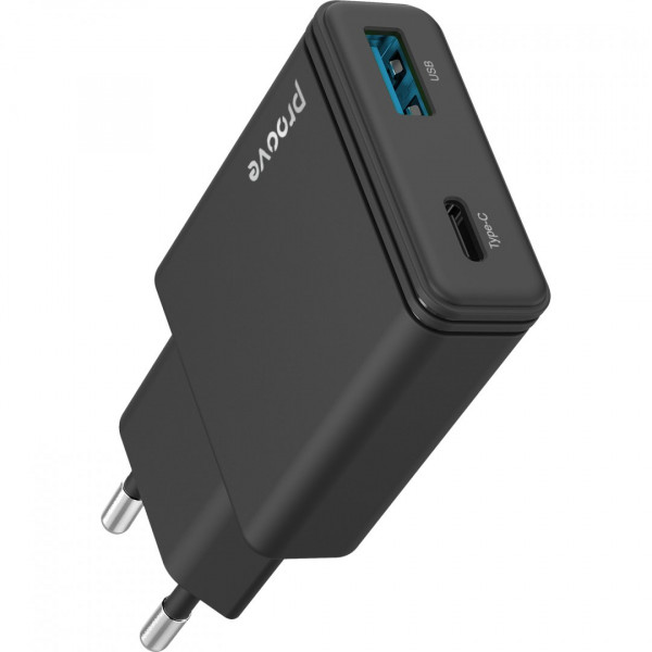  Мережевий зарядний пристрій Proove Slender 45W Type-C+USB Black (WCSL45110001)