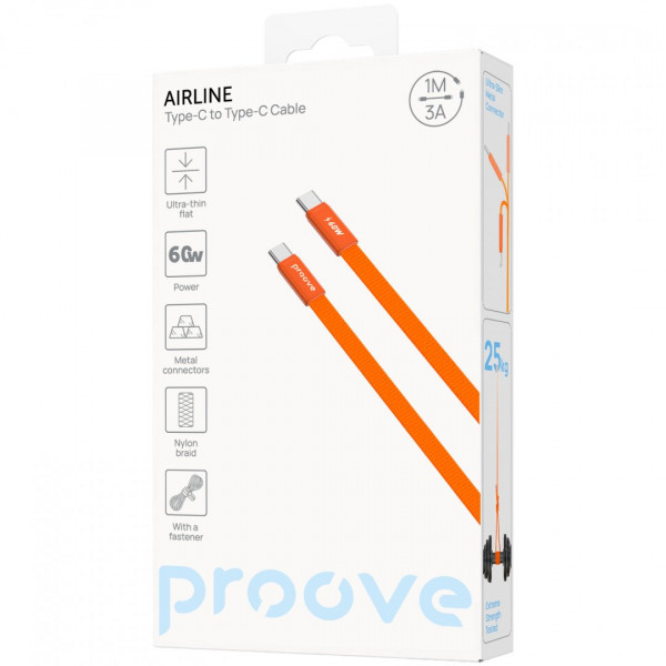 Кабель Proove AirLine Type-C to Type-C 60W (1m) Orange (CCAI60002218)