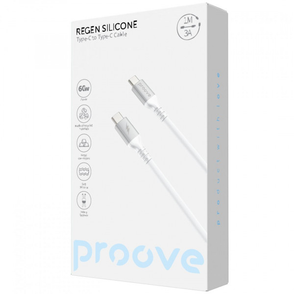  Кабель Proove ReGen Silicone Type-C to Type-C 60W (1m) White (CCRS60002202)