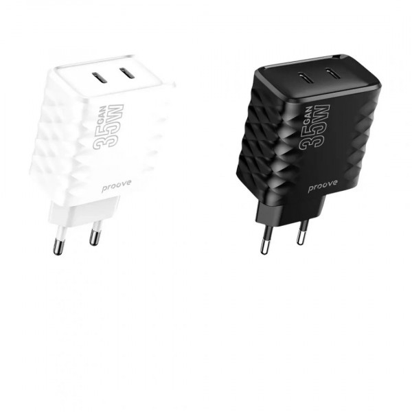  Мережевий зарядний пристрій Proove Speed Surge GaN 35W Type-C + Type-C Black (WCSS30020001)