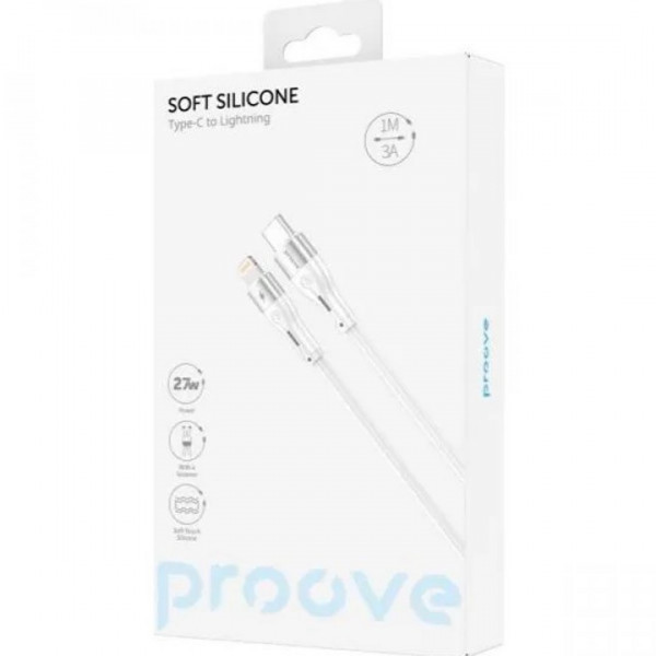  Кабель Proove Soft Silicone Type-C to Lightning 27W (1m) White (CCSO27002102)