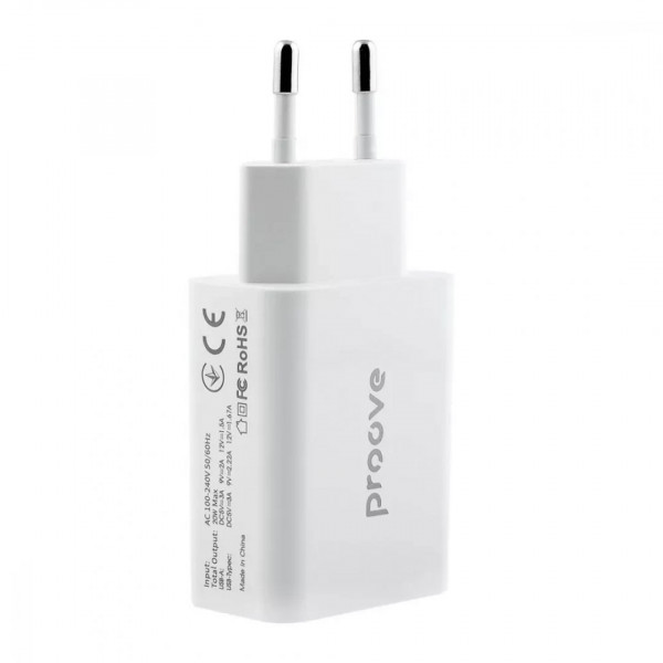  Мережевий зарядний пристрій Proove Rapid 20W Type-C+USB-C White (WCRP20110002)