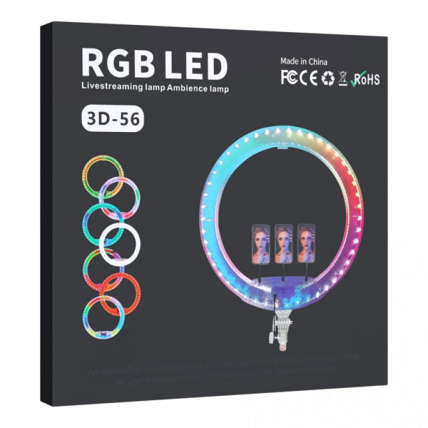  Кільцева лампа RGB Crystal 3D-56 Remote 56см