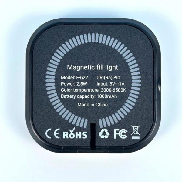 Портативне відеосвітло F-622 Magnetic LED 1000mAh із затискачем White