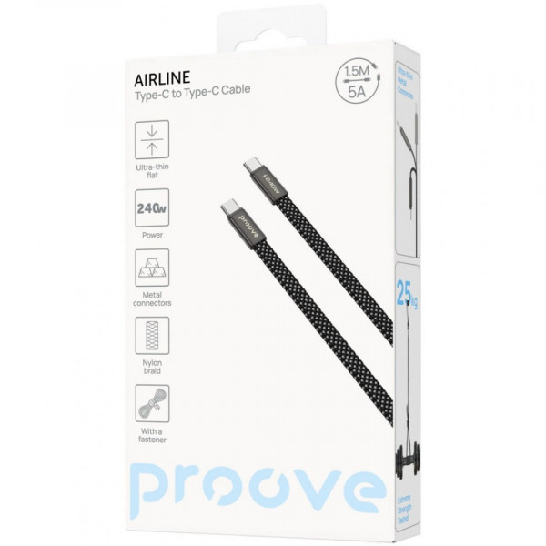 Кабель Proove AirLine Type-C to Type-C 240W (15m) Black (CCAI24002201)