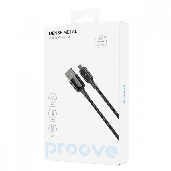  Кабель Proove Dense Metal USB to Micro USB 24A (1m) White (CCDM20001302)