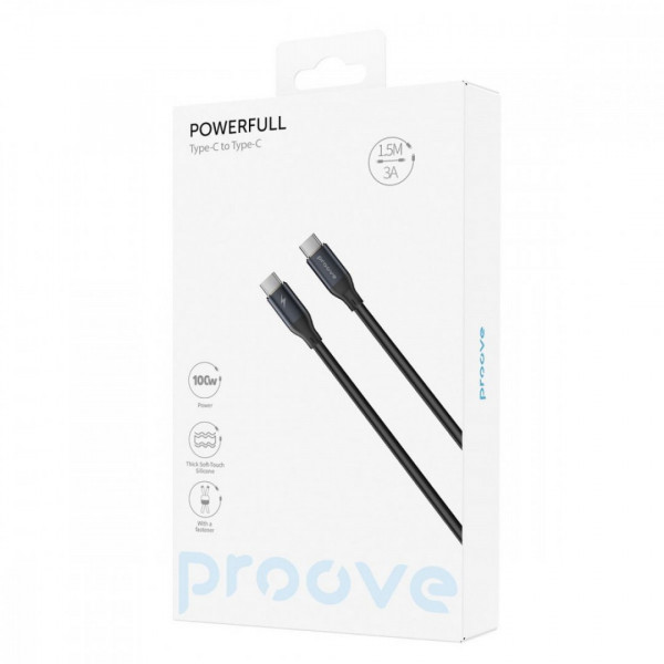  Кабель Proove PowerFull Type-C to Type-C 100W (15m) Black (CCPF11002201)