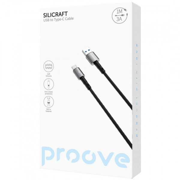  Кабель Proove Silicraft USB to Type-C 3A (1m) Black (CCSC15001201)