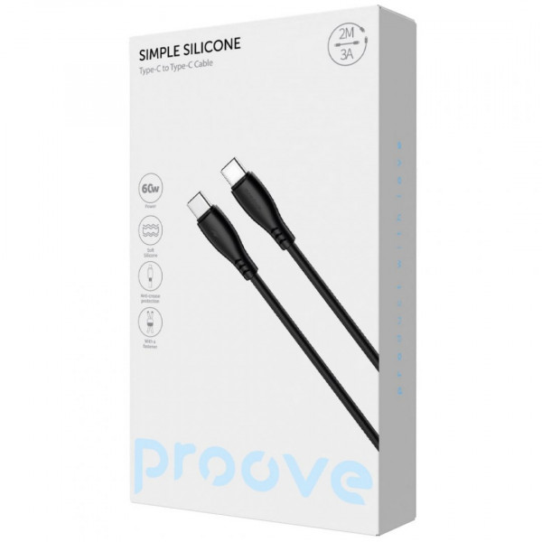  Кабель Proove Simple Silicone Type-C to Type-C 60W (2m) White (CCSI60002222)