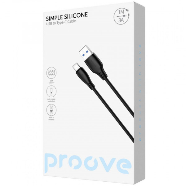  Кабель Proove Simple Silicone USB to Type-C 3A (1m) White (CCSS15001202)