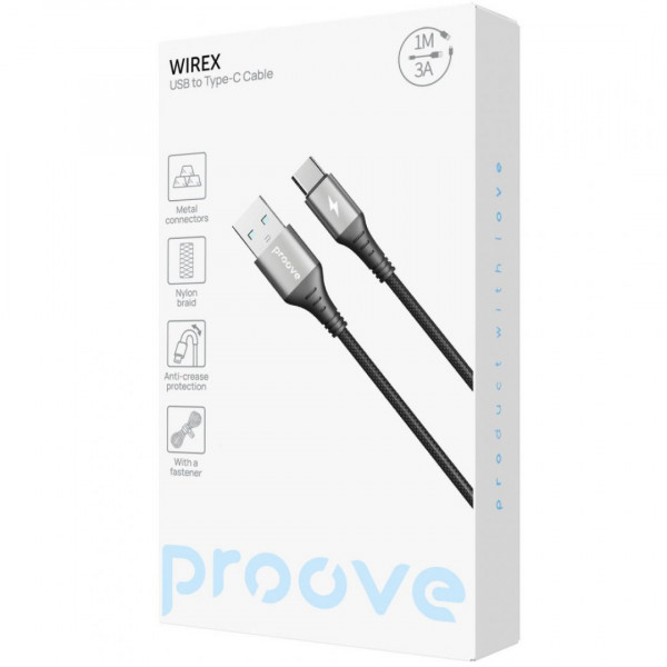  Кабель Proove WireX USB to Type-C 3A (1m) White (CCWX15001202)