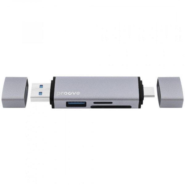  Картридер Proove Arc Link 3 in 1 (USB30 + SD Card + Micro SD Card) Silver (HBAL00210014)