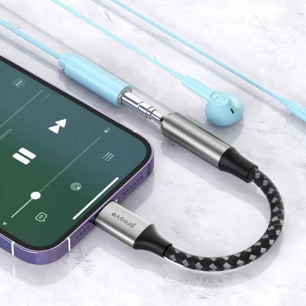  Перехідник AUX Proove SoundMesh Lightning to 35mm Gray (ACSM00005101)