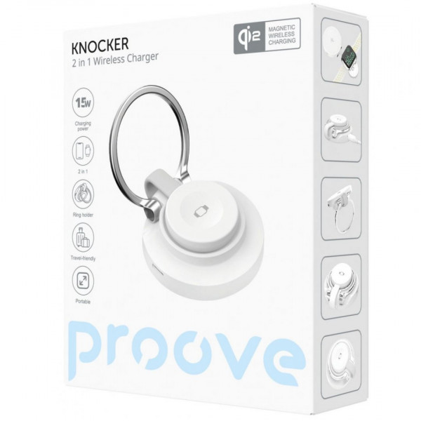  Бездротовий зарядний пристрій Proove Knocker 2 in 1 Qi2 White (WSPK15012002)