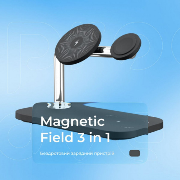  Бездротовий зарядний пристрій Proove Magnetic Field 3 in 1 Black (WSMF15010001)