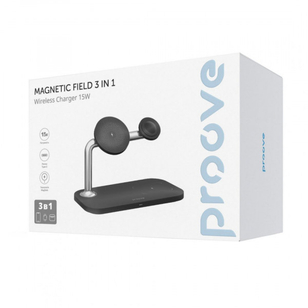  Бездротовий зарядний пристрій Proove Magnetic Field 3 in 1 Black (WSMF15010001)