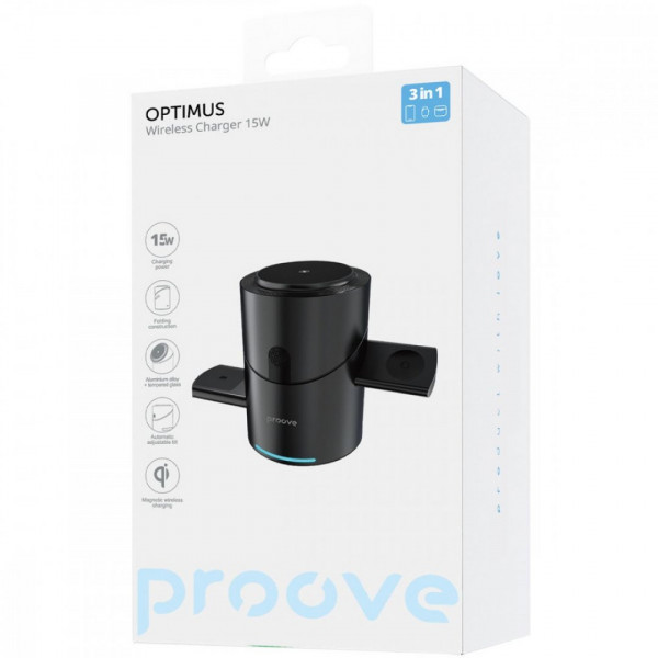 Бездротовий зарядний пристрій Proove Optimus Black (WSOP15000001)