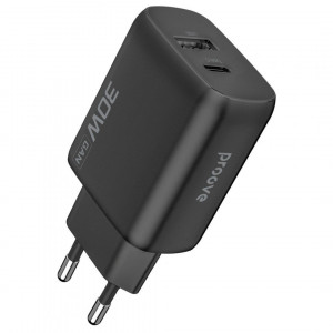  Мережевий зарядний пристрій Proove Silicone Power 2 30W (Type-C + USB) Black (WCSP23110001)