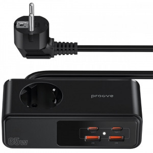  Мережевий фільтр Proove Homester Pro 65W (AC + 2xType-C + 2xUSB) 15m Black (PSHP25002201)